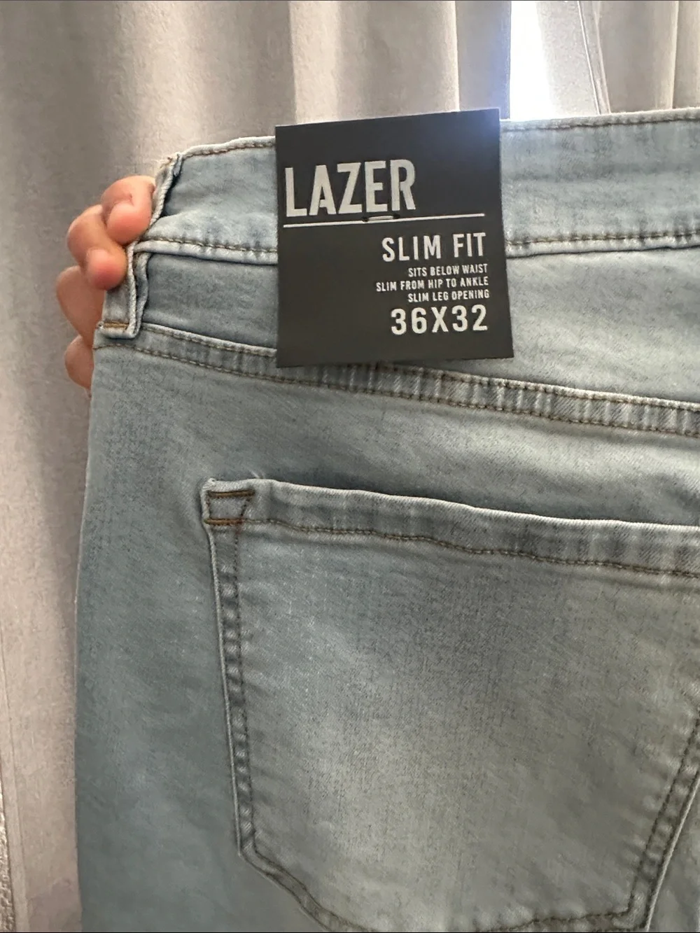 Slim Straight Light Blue Men’s Jeans - Distressed Finish